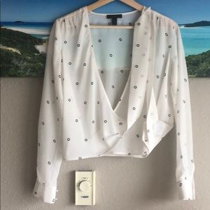 White J. Crew cross tie blouse XXS 100% silk